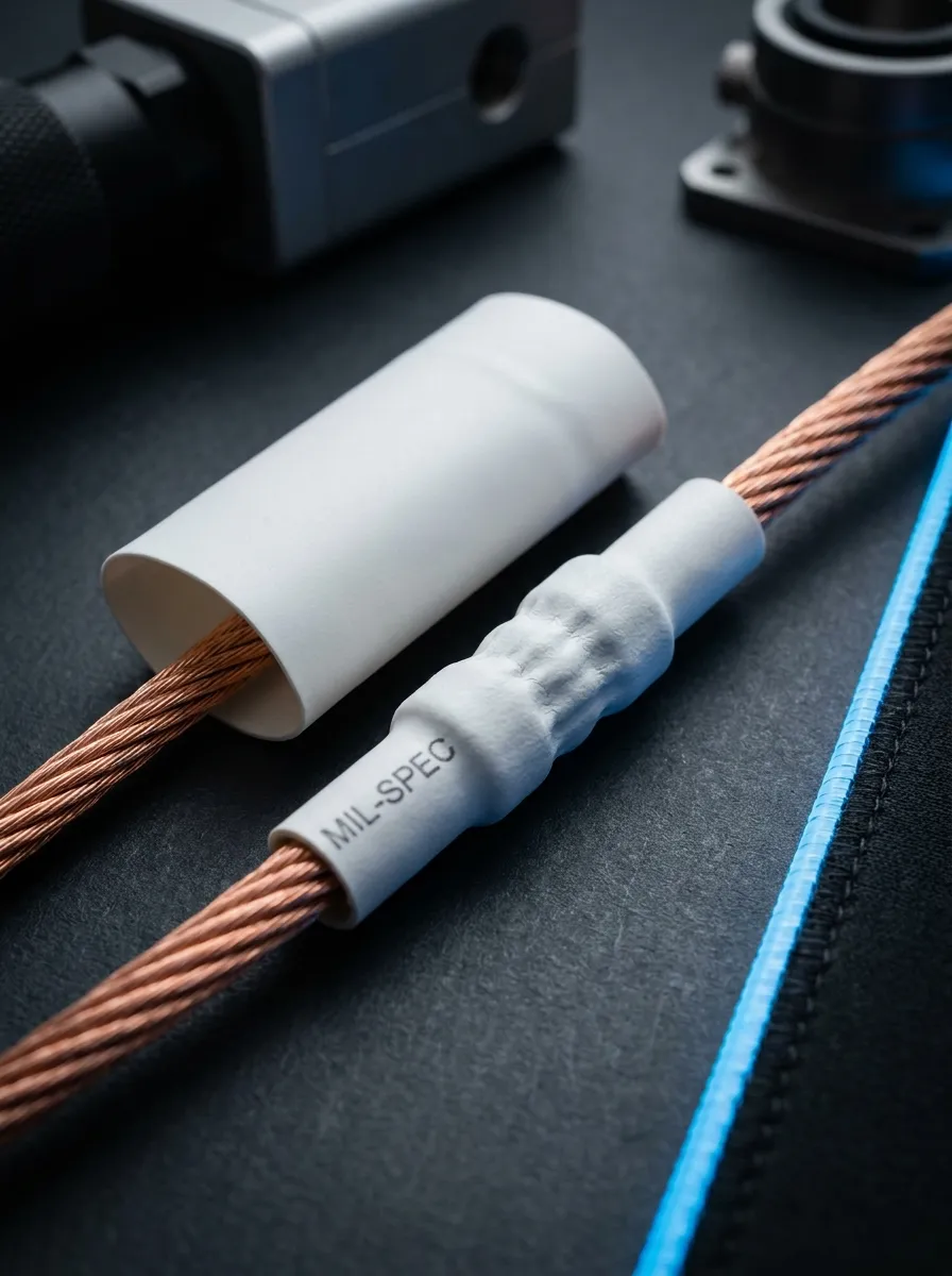 Heat-shrink sleeve conformed tightly to a wire after shrinking.
